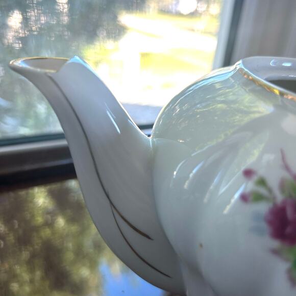 Vintage Floral Musical Teapot White Gold Accents Japan Porcelain - Picture 15 of 15